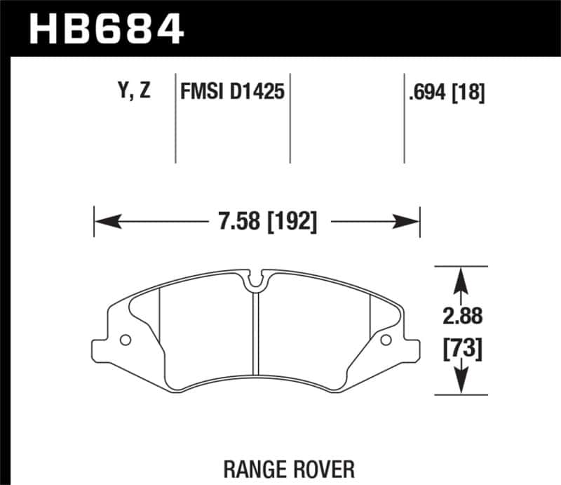 Hawk Performance — Hawk 10-13 Range Rover/Range Rover Sport Supercharged Performance Ceramic Street Front Brake Pads
Disc Brake Pad - view 2