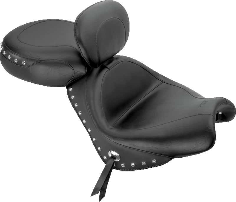 Mustang Motorcycle — Mustang 02-08 Honda VTX1800 Retro, S ,T Wide Touring 2PC Seat w/Driver Backrest Studs - Black - view 2