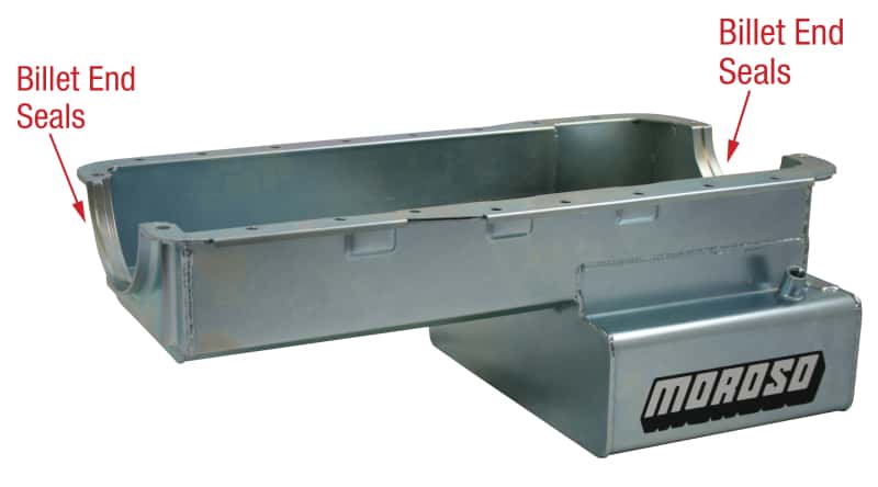 Moroso — Moroso Ford 351W (w/Front Sump & Billet End Seals) Road Race Baffled Wet Sump 7qt 8in Steel Oil Pan - view 1