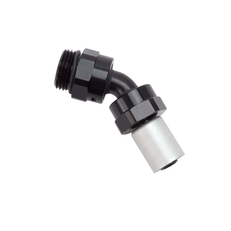 Russell — Russell Hose End Crimp On 10 Sae Port Male To -8 Hose 45 Deg Swivel Blk Anodized
Hose Fitting - view 2