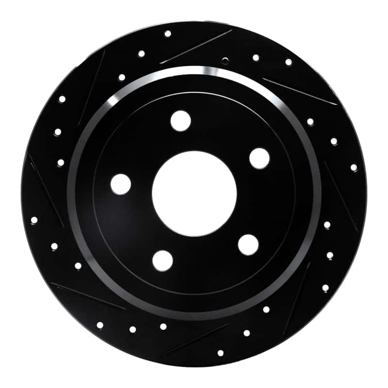 R1 Concepts — R1 07-18 Jeep Wrangler Rear Left Drilled & Slotted Black Brake Rotor
R1 Brake Rotor Drill - view 1