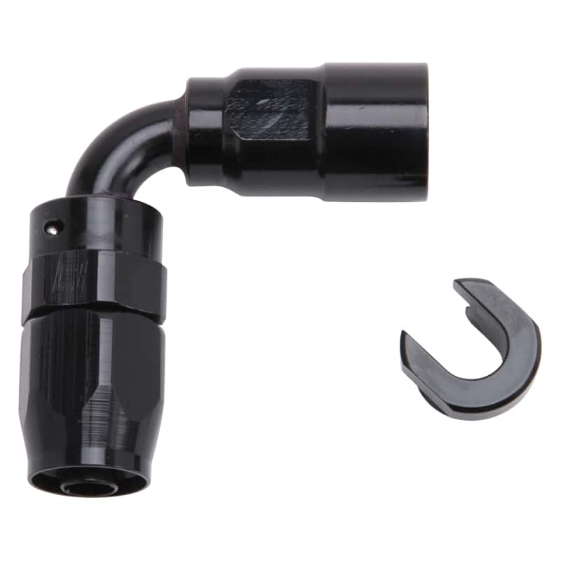 Russell — Russell Performance 3/8in SAE Quick Disc Female to -6 Hose Black 90 Degree Hose End
Hose End - view 1