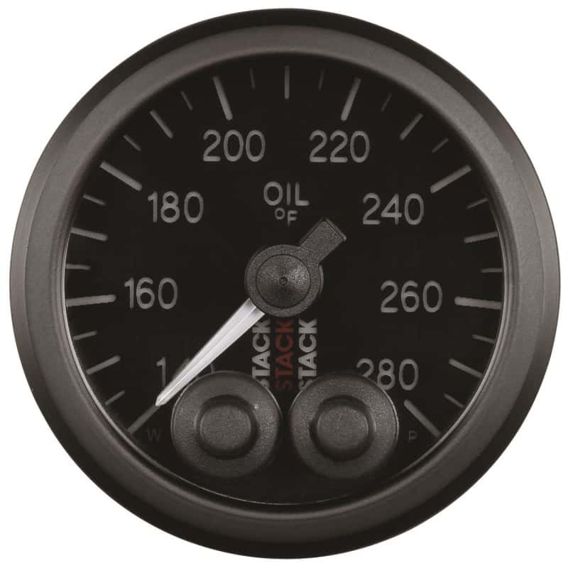 AutoMeter — Autometer Stack Instruments 52mm 140-280 Deg F 1/8in NPTF Male Pro Control Oil Temp Gauge - Black
Ga OilT PC Blk 280F - view 2