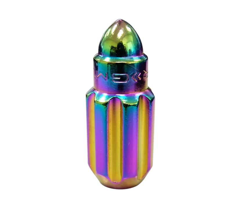 NRG — NRG 500 Series M12 X 1.5 Bullet Shape Steel Lug Nut Set - 21 Pc w/Lock Key - Neochrome - view 2
