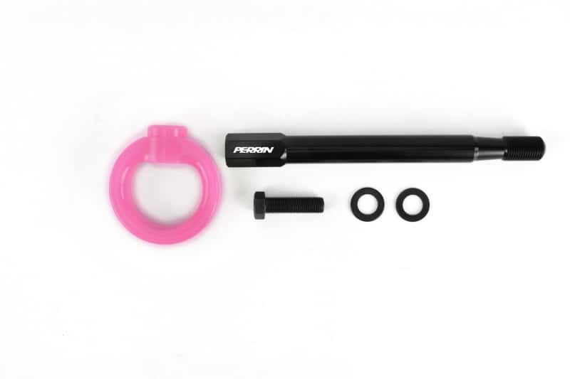 Perrin Performance — PERRIN 08-14 Subaru WRX & STI / 08-11 Impreza / 05-09 Legacy Tow Hook Kit (Front) - Hyper Pink - view 4