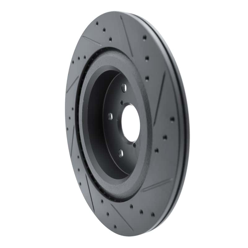 R1 Concepts — R1 -25 Subaru Ascent Rear Left Drilled & Slotted Black Brake Rotor
R1 Brake Rotor Drill - view 4