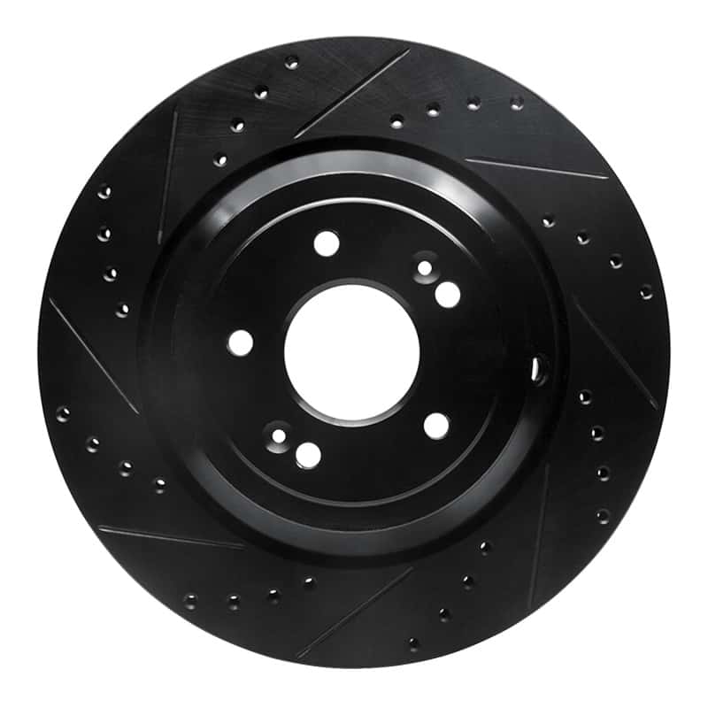 R1 Concepts — R1 17-19 Genesis G90 Rear Left Drilled & Slotted Black Brake Rotor
R1 Brake Rotor Drill - view 1