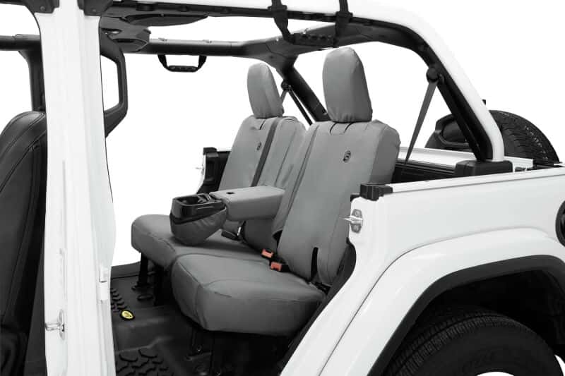 Bestop — Bestop 18-23 Jeep Wrangler JL 4-Door Exc. 4Xe Rear W/ Fold Down Arm Rest Seat Covers (Charcoal) - view 2