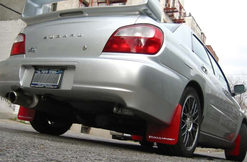 Rally Armor — Rally Armor 02-07 Subaru WRX/STI/RS/2.5i (Wagons Req. Mod.) Red UR Mud Flap w/White Logo
Mud Flap - view 2