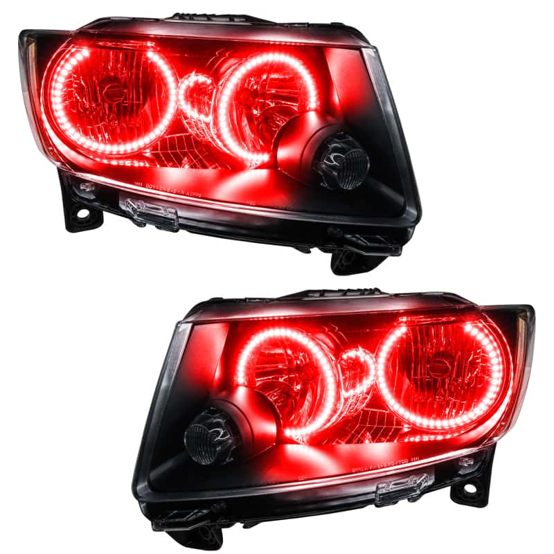 ORACLE Lighting — Oracle 11-13 Jeep Grand Cherokee Pre-Assembled Halo Headlights (Non HID) Chrome - Red - view 1