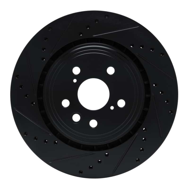 R1 Concepts — R1 20-25 Lexus RX350h Front Left Drilled & Slotted Black Brake Rotor - view 1