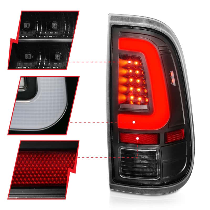 ANZO — ANZO 2008-2016 Ford F-250 LED Taillights Black Housing Clear Lens (Pair) - view 9