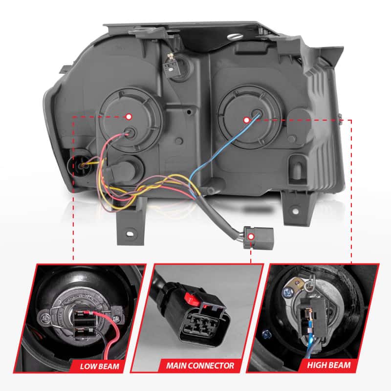 ANZO — ANZO 2005-2007 Jeep Grand Cherokee Projector Headlights w/ Light Bar Switchback Black Housing
Head Light Set
HdLtSet - view 11