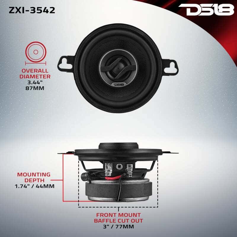 DS18 — DS18 3.5in 40 Watts RMS 4 ohm 2-Way Coaxial Speaker w/ Kevlar Cones - view 3