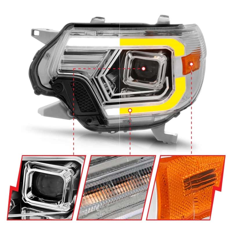 ANZO — ANZO 12-15 Toyota Tacoma Projector Headlights - w/ Light Bar Switchback Chrome Housing
Head Light Set
HdLtSet - view 4