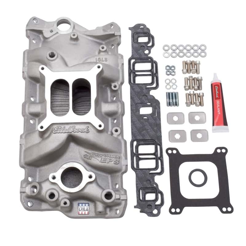 Edelbrock — Edelbrock Manifold w/ Installation Kit Performer Eps SBC 1957-1986 Natural Finish
POWER PKG - view 1