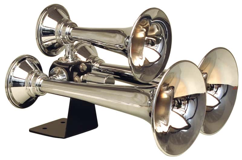 Kleinn Air Horns — Kleinn Chrome Triple Horn/ 13.5In/11.75In/8.5In - Chrome-Plated Spun Copper
Triple Train Horn - view 2