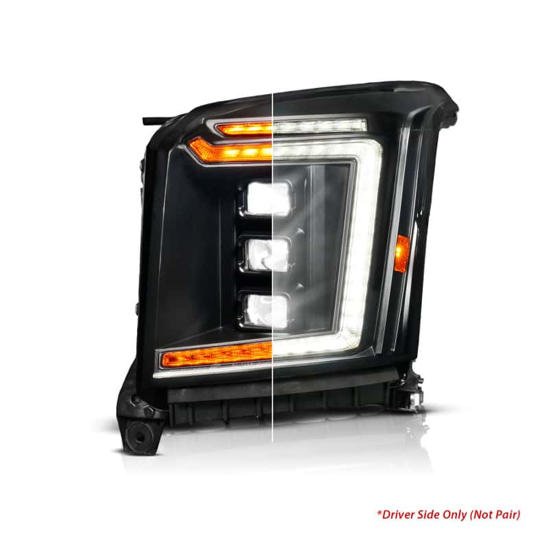 ANZO — ANZO 15-20 GMC Yukon (Incl XL - Factory Halogen Models) Full LED Proj Headlights Black - Driver Side - view 1