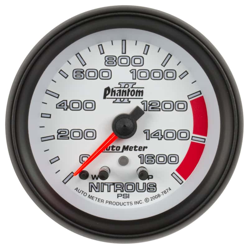 AutoMeter — Autometer Phantom II Nitrous Pressure 2 5/8in 1600 psi Stepper Motor Gauge with Peak and Warning
2-5/8" NITROUS, 0-16 - view 2
