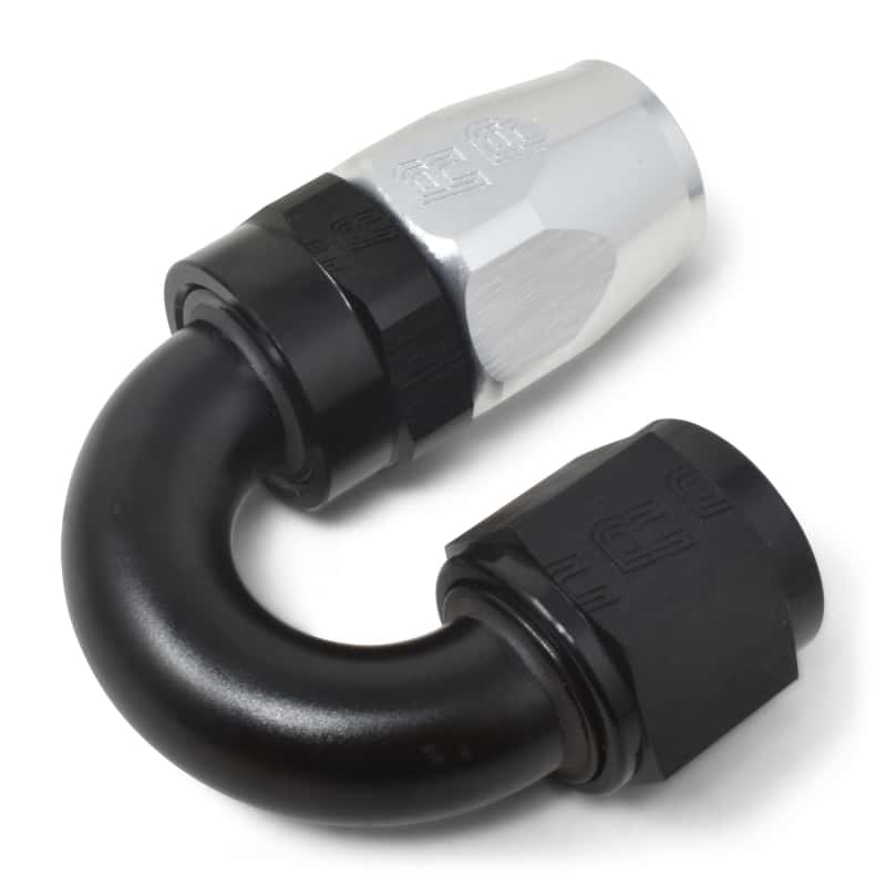 Russell — Russell Performance -8 AN Black/Silver 180 Degree Tight Radius Full Flow Swivel Hose End
Hose Fitting - view 6