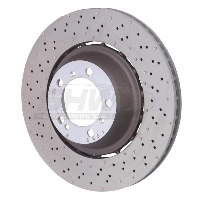 SHW Performance — SHW 14-19 Porsche 911 Turbo 3.8L w/o Ceramics Left Rear Drilled-Dimpled LW Brake Rotor (99135240703) - view 1