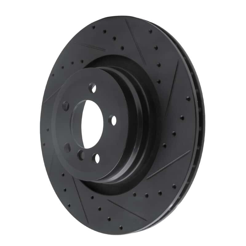 R1 Concepts — R1 07-08 BMW ALPINA B7 Rear Right Drilled & Slotted Black Brake Rotor
R1 Brake Rotor Drill - view 2