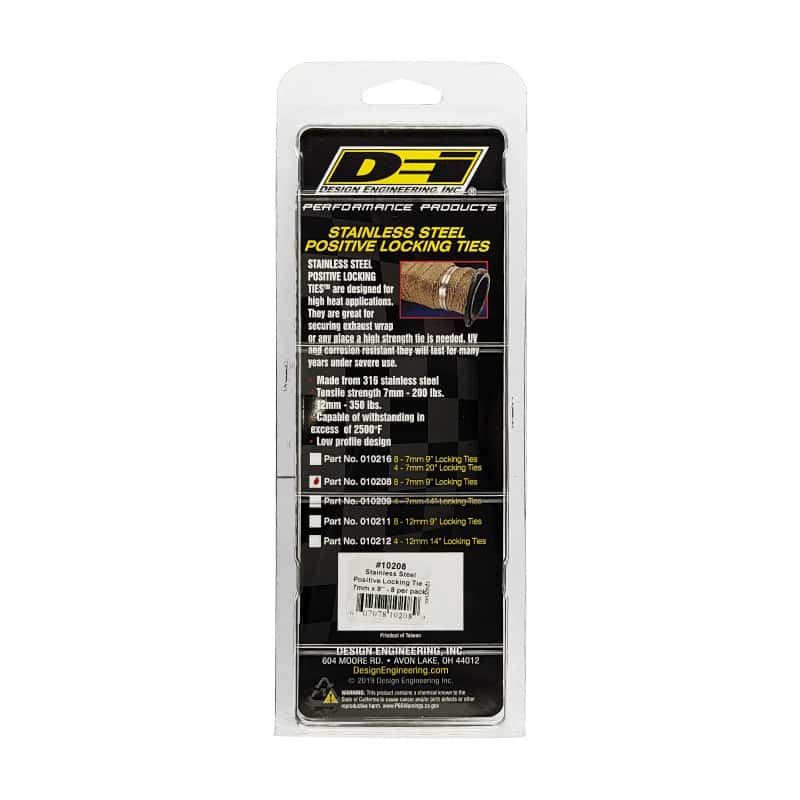 DEI — DEI Stainless Steel Positive Locking Tie 1/4in (7mm) x 9in - 8 per pack
Heat Shield Tie - view 5