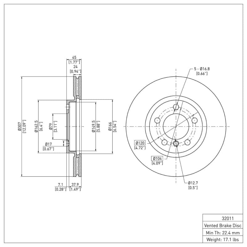 DFC — DFC 11-16 Mini Cooper Paceman Front GeoSPEC Coated Rotor
DFC Brake Rotor - view 6