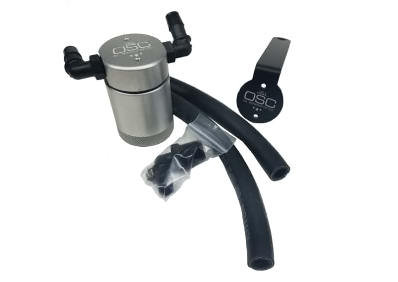 J&L — J&L 99-04 Ford Mustang SVT Cobra Passenger Side Oil Separator 3.0 - Clear Anodized
Oil Separator - view 1