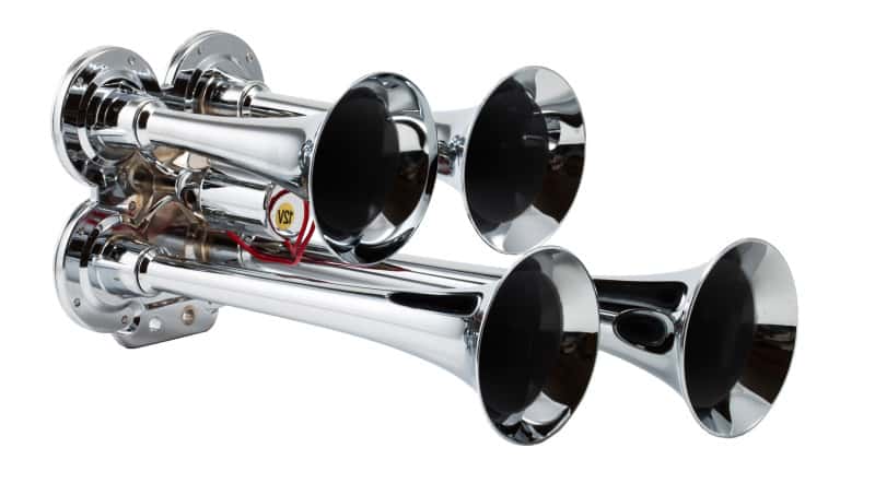 Kleinn Air Horns — Kleinn Chrome Quad Horn/ 12.5In/10In/7.5In/6In - Chrome-Plated Zinc Alloy
Compact Quad Horn - view 2