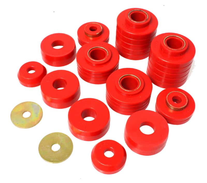 Energy Suspension — Energy Suspension 80-98 Ford F250/F350 / 80-92 Ford F100/F150 / 85-98 Ford F450 Red Body Mount Set
BodyMntBshKt - view 3