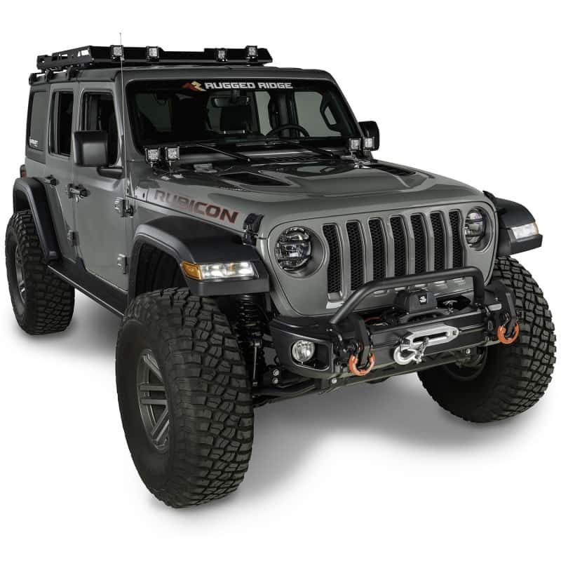 Rugged Ridge — Rugged Ridge 18-20 Jeep Wrangler JL/JT Arcus Front Bumper Set w/ Overrider
OFFROAD_BUMPERS
Bumper- Front - view 2