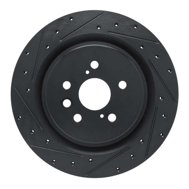R1 Concepts — R1 2020-2025 Lexus RX350 Rear Left Drilled & Slotted Black Brake Rotor - view 1
