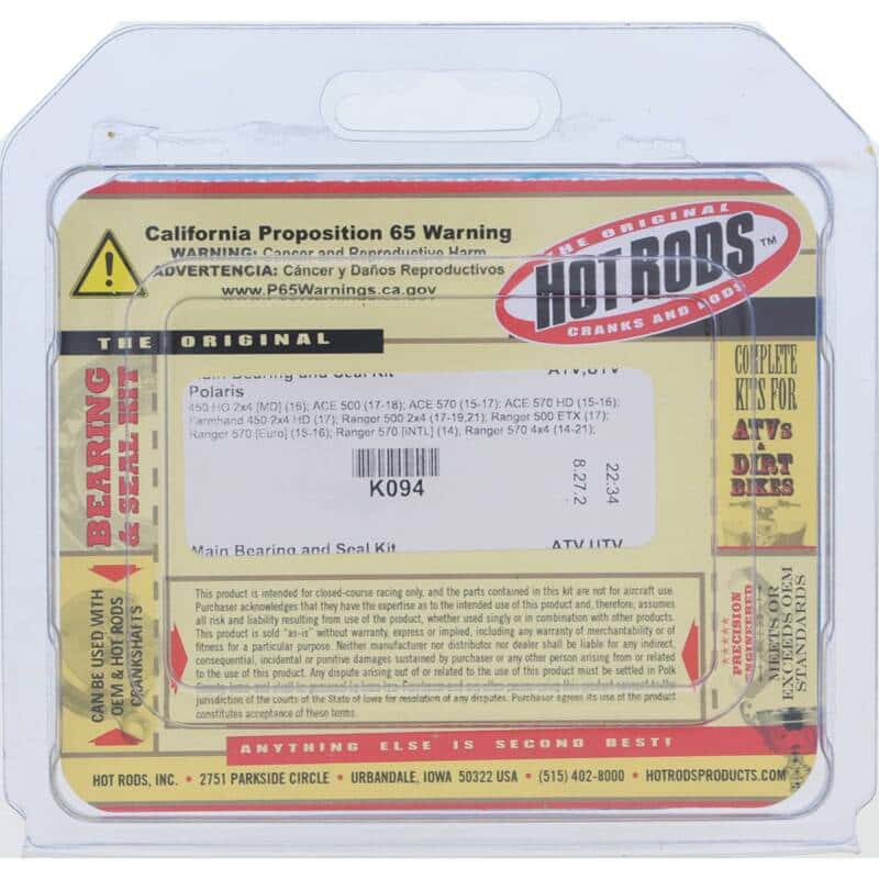 Hot Rods — Hot Rods 12-18 Polaris RZR 570 570cc Main Bearing & Seal Kit - view 3
