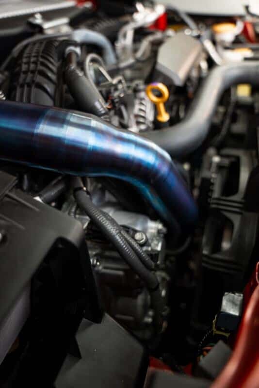 Torque Solution — Torque Solution 2022+ Subaru WRX / 19-23 Subaru Ascent Titanium Top Mount Charge Pipe - Burnt Blue - view 3