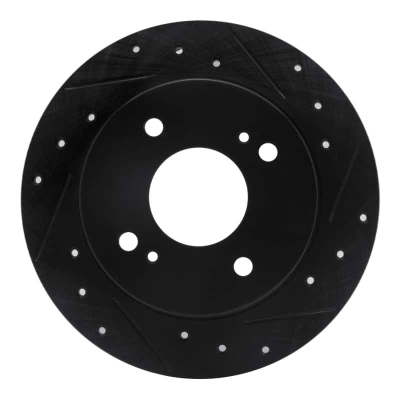 R1 Concepts — R1 90-06 Infiniti G20 Rear Right Drilled & Slotted Black Brake Rotor
R1 Brake Rotor Drill - view 1