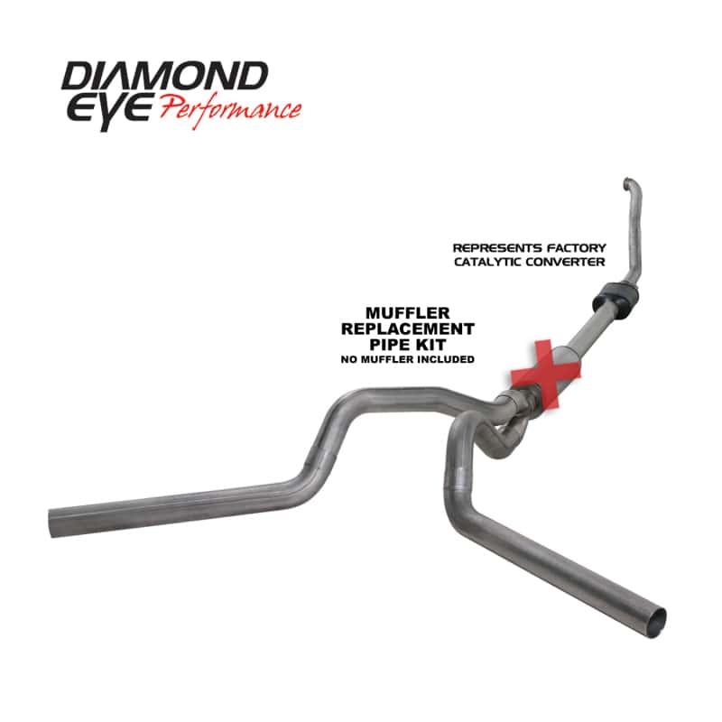 Diamond Eye Performance — Diamond Eye KIT 4in TB MFLR RPLCMENT PIPE DUAL SS 94-97 5 7 3L F250/F350 PWRSTROKE NFS W CARB STDS
KIT; 4in.; TB MRP DL - view 1