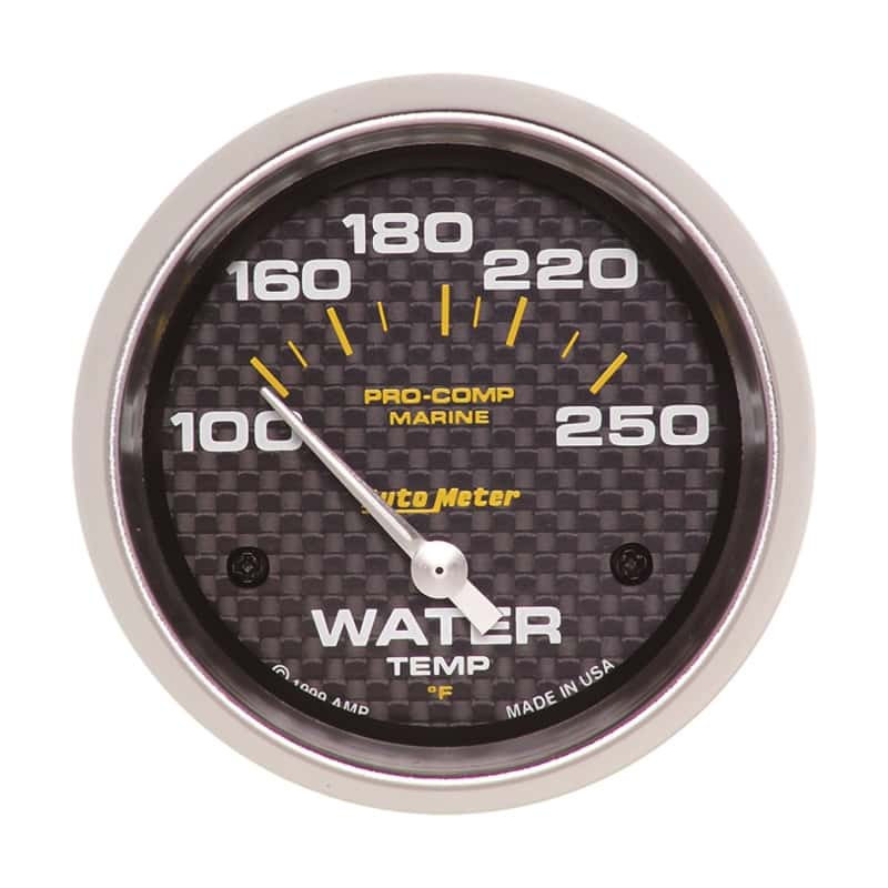 AutoMeter — Autometer Marine Carbon Fiber 2-5/8in Electric Water Temperature Gauge 100-250 Deg F
GA 2.6" WT 250 E MCF - view 2