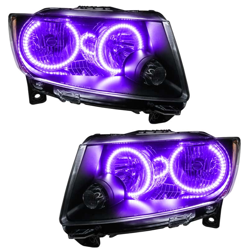 ORACLE Lighting — Oracle 11-13 Jeep Grand Cherokee Pre-Assembled Halo Headlights (Non HID) Chrome - UV/Purple - view 1