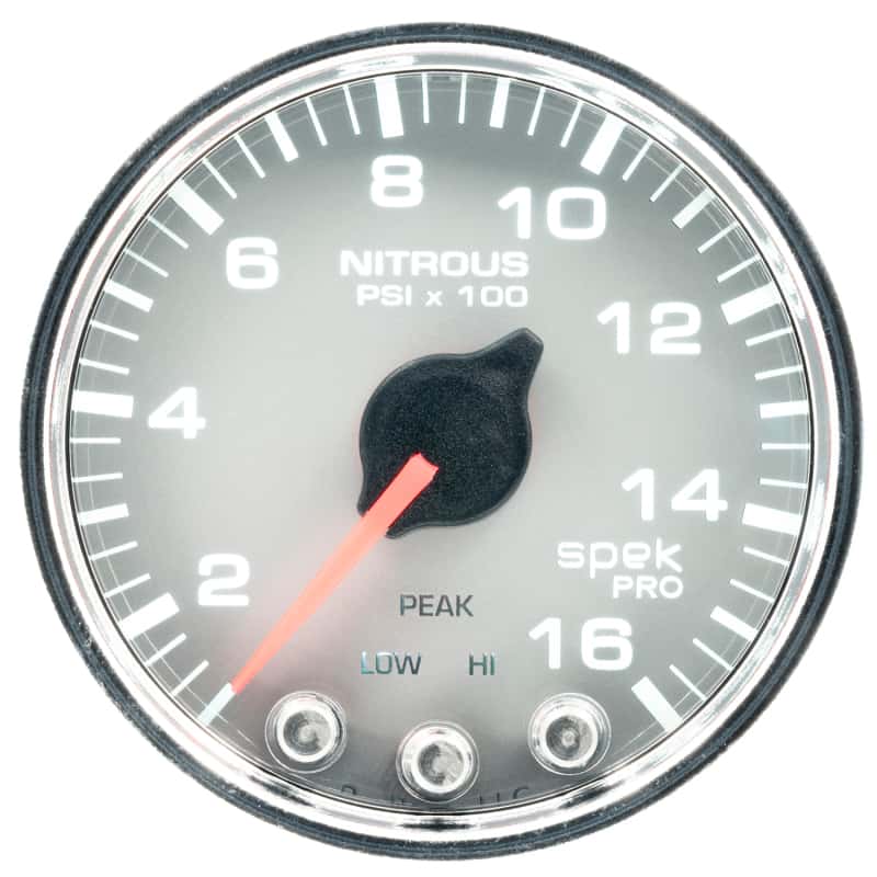 AutoMeter — Autometer Spek-Pro Gauge Nitrous Press 2 1/16in 1600psi Stepper Motor W/Peak & Warn Slvr/Chrm
GA 2" N2O SCC SPEK - view 2