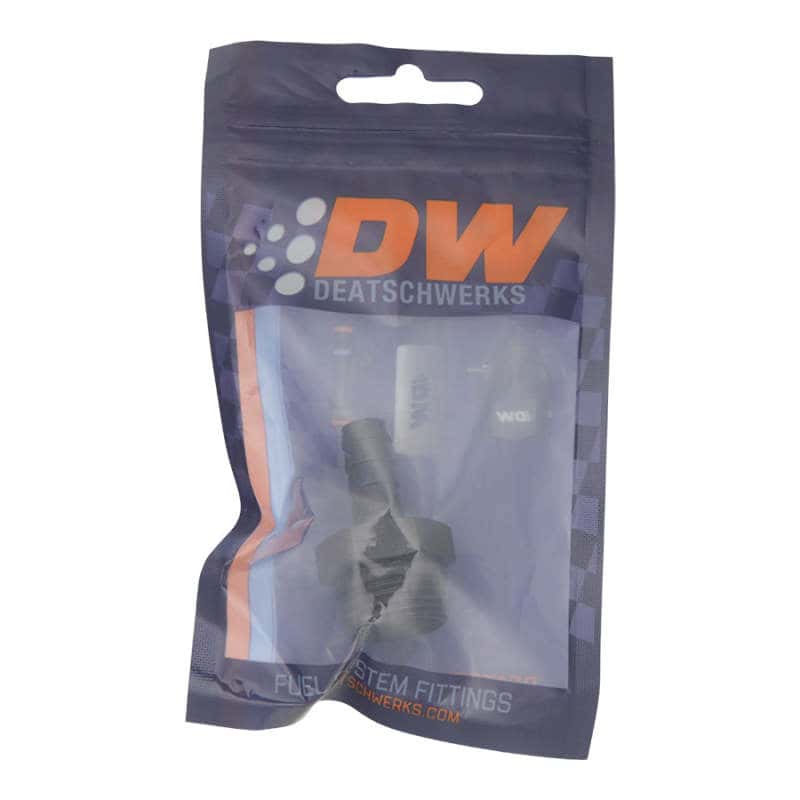 DeatschWerks — DeatschWerks 10AN ORB Male to 3/8in Male Triple Barb Fitting (Incl O-Ring) - Anodized Matte Black
Lines & Fittings - view 2