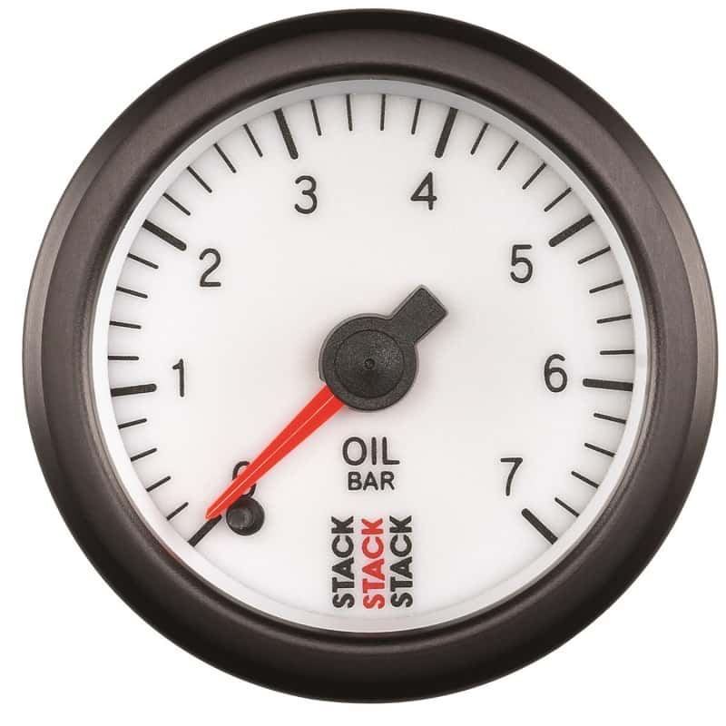 AutoMeter — Autometer Stack 52mm 0-7 Bar M10 Male Pro Stepper Motor Oil Pressure Gauge - White
Ga OP ProStpr W 7Bar - view 1