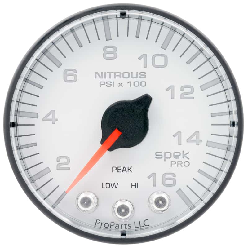 AutoMeter — Autometer Spek-Pro 2 1/16in 1600PSI Stepper Motor w/ Peak & Warn White/Black Nitrous Pressure Gauge
GA 2" N2O WFB SPEK - view 1