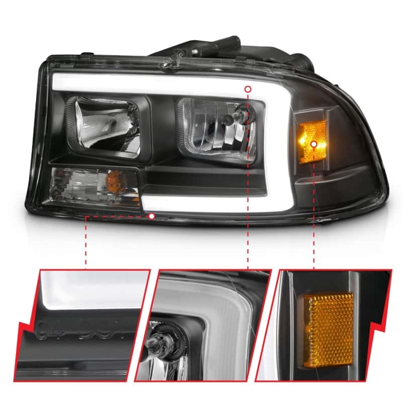 ANZO — ANZO 97-04 Dodge Dakota/Durango Crystal headlight Set w/ Light Bar Black Housing
Head Light Set
HdLtSet - view 4