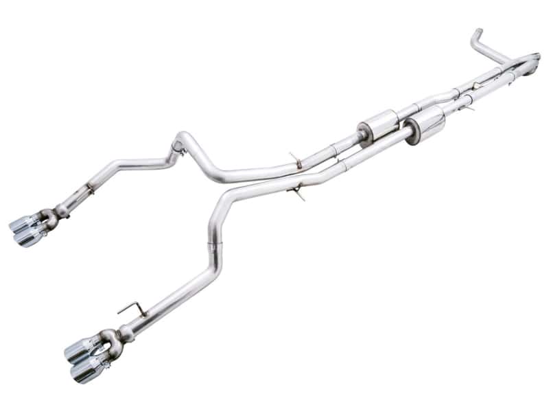 AWE Tuning — AWE Tuning 22-23 GMC Sierra 1500 AT4X 6.2L 0FG Catback Split Dual (Flat Bumper) - Chrome Silver Tips
0FG Catback - view 1
