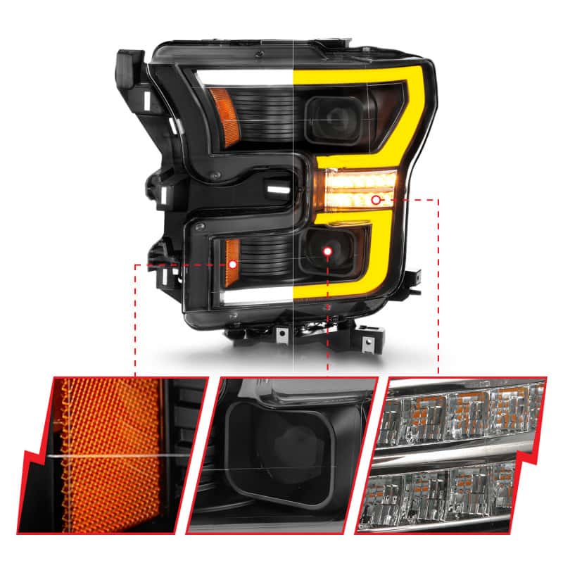 ANZO — ANZO 15-17 Ford F-150 LED Projector Headlights - w/ Light Bar Switchback Black Housing
Head Light Set
HdLtSet - view 4
