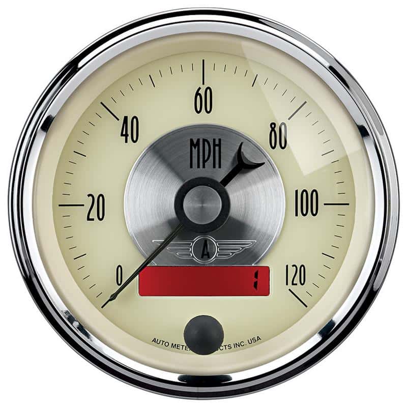 AutoMeter — AutoMeter Gauge Speedo 3-3/8in. 120MPH Elec. Program W/Lcd Odo Prestige Antique. Ivory
3-3/8" SPEEDO, 120 M - view 1