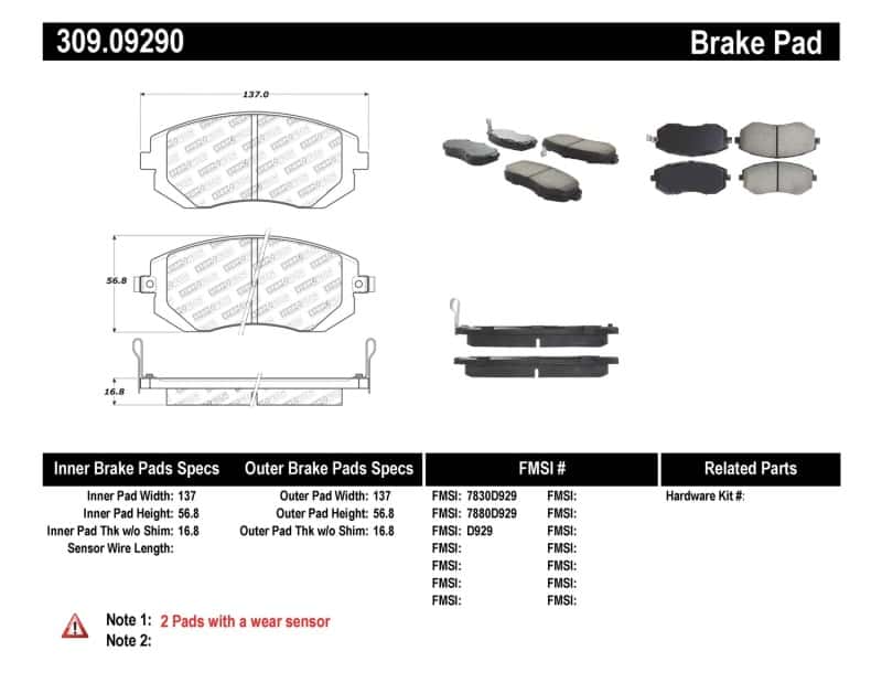 Stoptech — Stoptech 03-10 Subaru Forester/Impreza / 02-12 Subaru Legacy/Outback Sport Brake Pads - Front
Sprt Brk Pad W/Hdwr - view 7