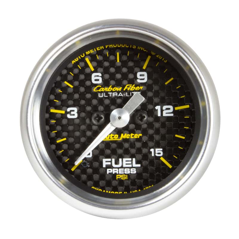 AutoMeter — Autometer Carbon Fiber 52.4mm Full Sweep Electronic 0-15 PSI Fuel Pressure Gauge
GA 2" FUP S 15psi CF - view 1