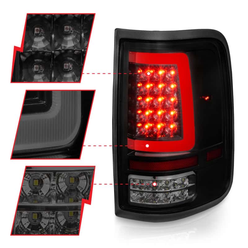 ANZO — ANZO 2004-2006 Ford F-150 LED Tail Lights w/ Light Bar Black Housing Smoke Lens - view 10